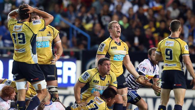 CAPE TOWN, SOUTH AFRICA - MAY 09: David Pocock of the Brumbies react to the referees call during the Super Rugby match between DHL Stormers and Brumbies at DHL Newlands Stadium on May 09, 2015 in Cape Town, South Africa. (Photo by Carl Fourie/Gallo Images)