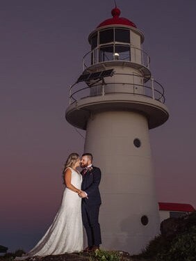 The Double Island Point Lighthouse where Doug McGregor proposed to Demi McGregor in 2018. Photo: Photography by Bambi