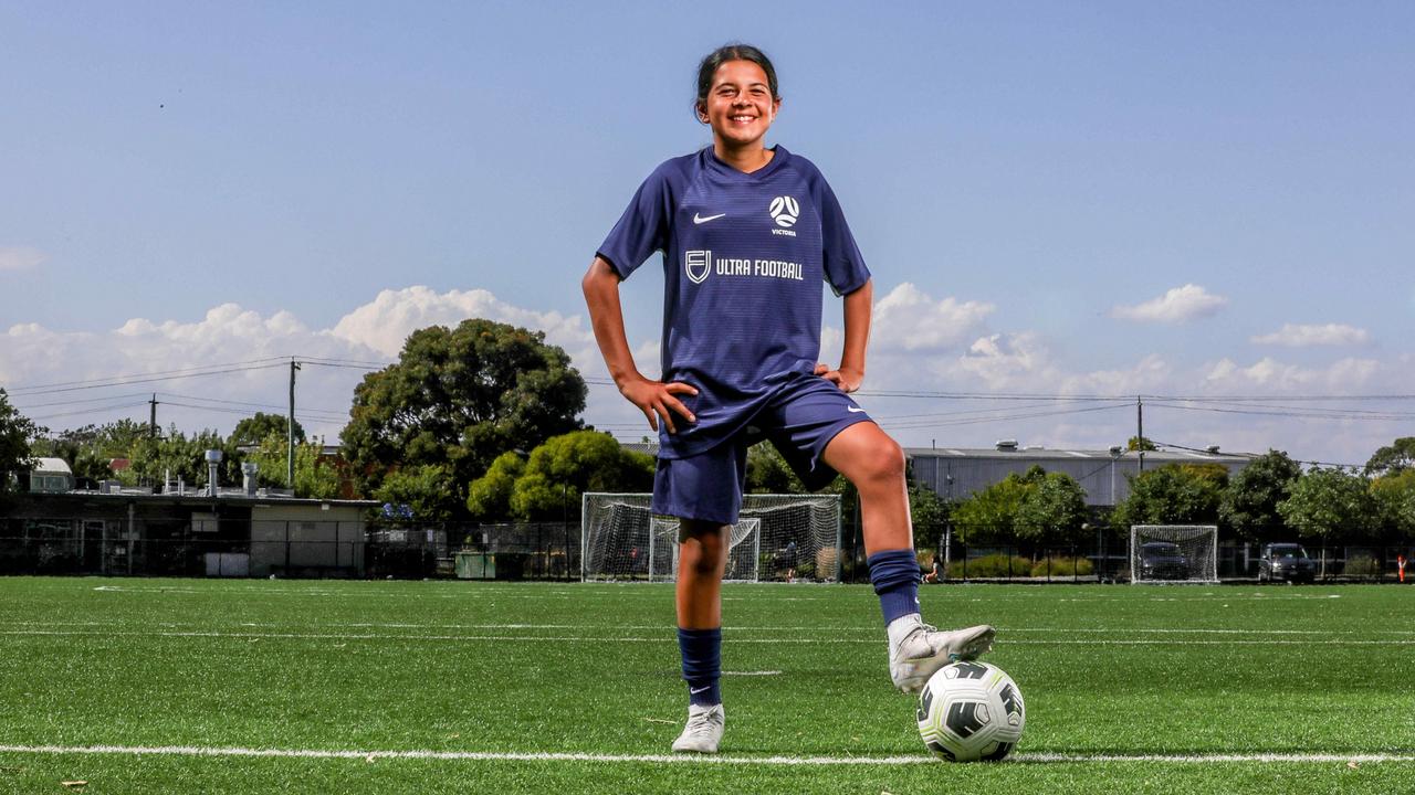 Layla Habib is a young football star on the rise out of Melbourne. Picture: Tim Carrafa