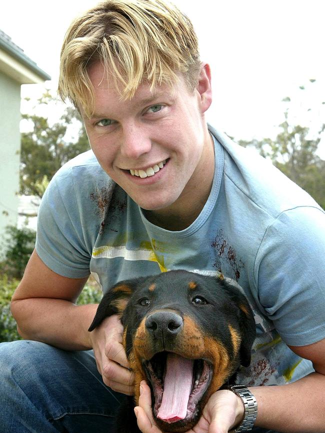 Sam Mitchell and his rotty in 2003.