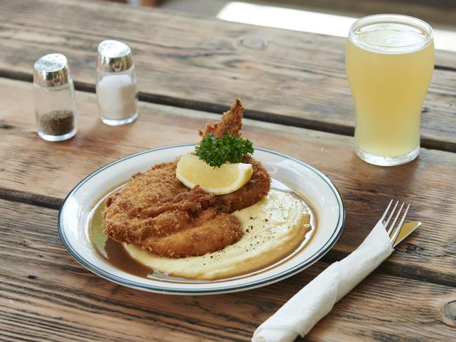 Smashing Dishes - Dining in. Chicken Schnitzel  from The Unicorn Hotel in Paddington. Picture: Supplied