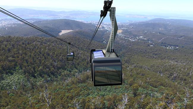 An artist’s impression of the proposed Mt Wellington cable car. Picture: supplied