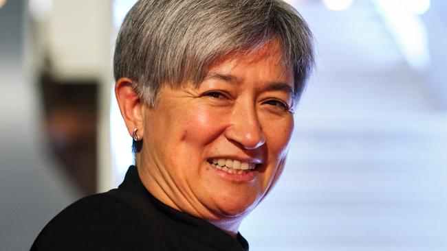 Senator Penny wong at Standsted airport talking about Vanuatu earthquake. Photo: Jacquelin Magnay