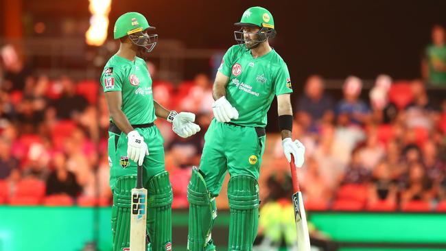 Glenn Maxwell was happy to watch from the other end last Sunday as West Indian Nicholas Pooran put on a BIg Bash hitting display. Picture: Chris Hyde/Getty Images