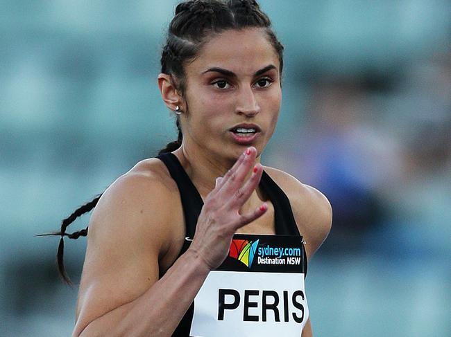 Jessica Peris in the Women's 100m semi final during Day 3 of the Australian Athletics Championships at Sydney Olympic Park Athletics Centre. Pic Brett Costello