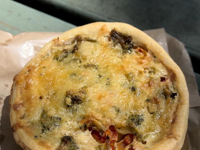 A close-up of the delicious quiches sold at La De Da Bakery in Tweed Heads.