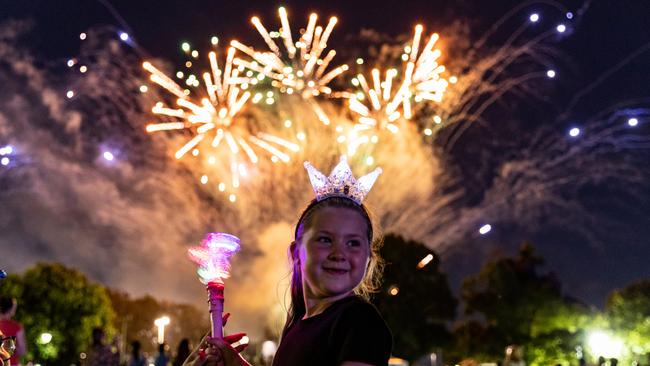 A kid watches the family fireworks at Alexandra Garden. Picture: Getty Images