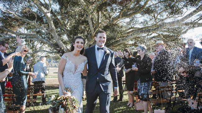 Courtney Jager and Mike Harris after their marriage.