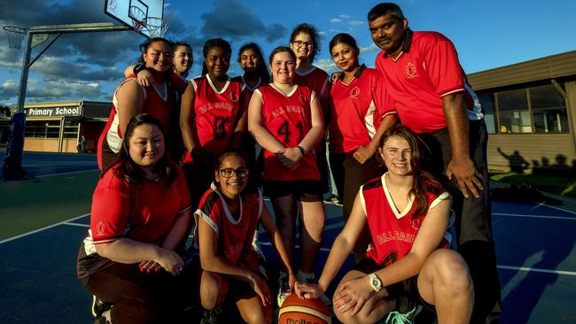 Members of the All Saints basketball team in Roxburgh Park. Picture: Luis Enrique Ascui