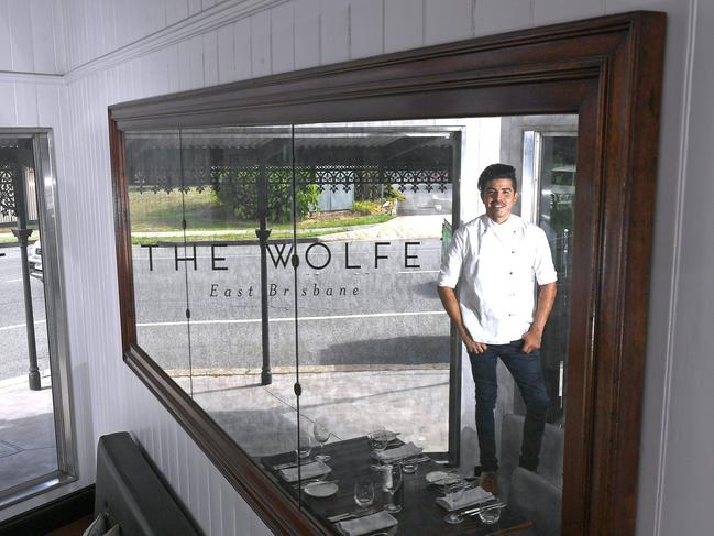 Josh Lopez at his restaurant, The Wolfe, in East Brisbane. Picture: AAP/John Gass