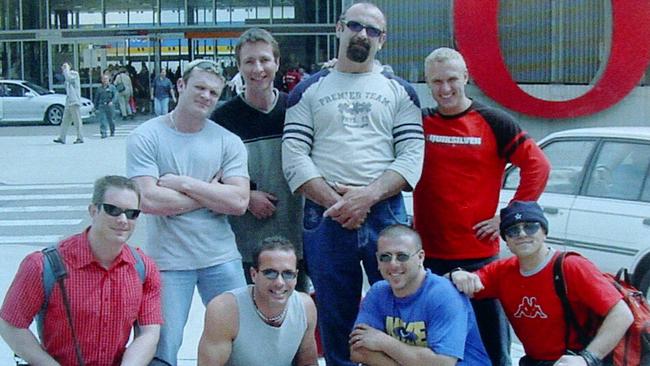 South Australia men Mark Robin Wilhelm, Matthew Graham Slade, Dragan Losic, Petar Vladimir Pantic, Ryan Kym Kuchel, Letterio Silvestri, Luigi Vitale and Sakelaros "Charlie'' Kambouris about to board the cruise in 2002. Picture: Supplied