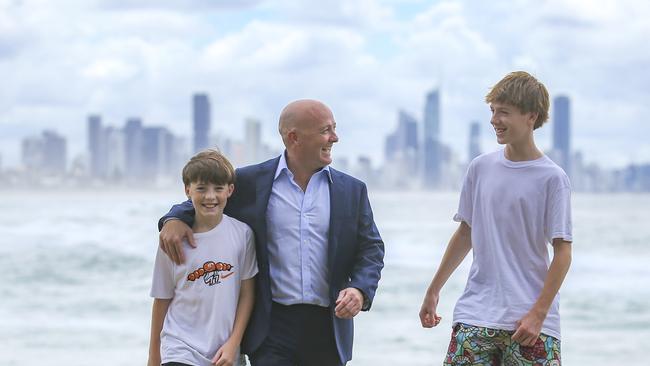 Brant Hirst, pictured with sons Tom and James. Picture: Glenn Campbell