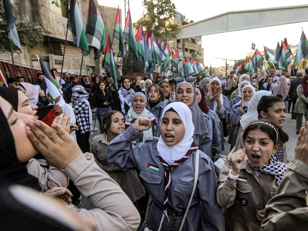 A pro-Palestinian rally in the Yarmouk camp in Syria. Picture: Louai Beshara/AFP