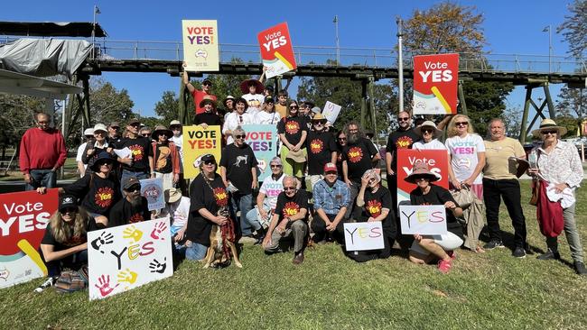 Gympie's Walk for Yes rally in support of an Aboriginal and Torres Strait Islander Voice to Parliament had a small, but strong group of supporters. Sunday, September 17, 2023. Picture: Christine Schindler