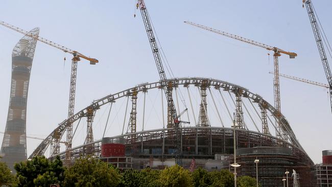 Construction at the Khalifa Stadium in the Qatari capital Doha, which will host the FIFA World Cup.