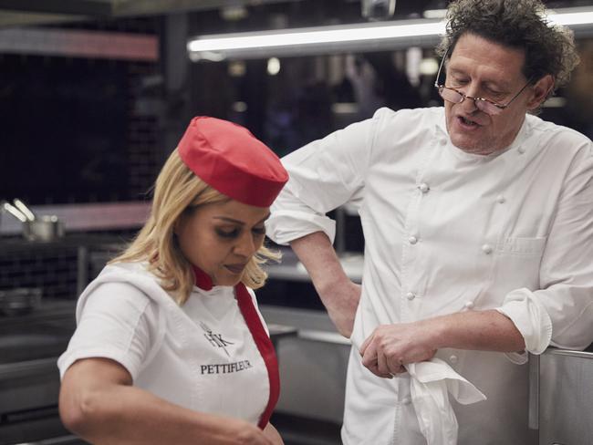 Pettifleur Berenger and Marco Pierre White in Hell's Kitchen Australia