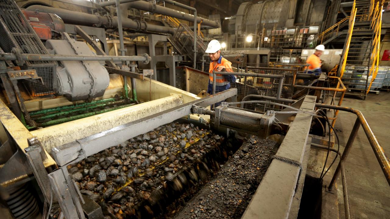 Manganese ore is crushed, separated and sorted in the processing plant at GEMCO’s Groote Eylandt manganese mine.