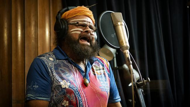 Bunna Lawrie, shown recording his parts for The Makarrata Project, will join Midnight Oil on stage exclusively at WOMADelaide. Picture: Daniel Hackett