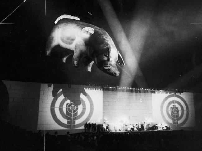 Prop ... a large inflatable pig floats above a Pink Floyd concert on August 5, 1980. Picture: Supplied