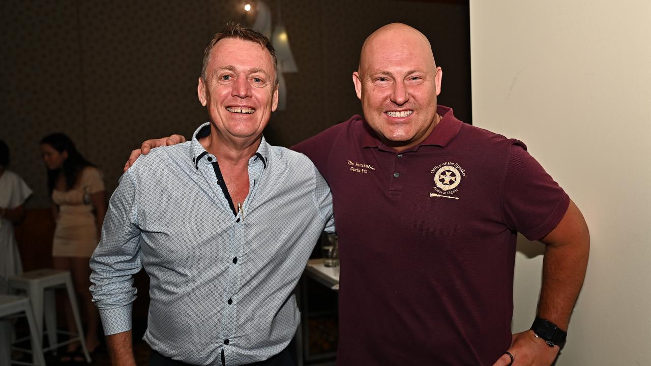 Shane Trimby and Curtis Pitt at the 2023 Cairns Regional Council Australia Day Awards Ceremony. Picture Emily Barker.