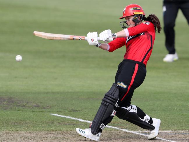 ADELAIDE, AUSTRALIA - OCTOBER 24:  Courtney Webb of the Melbourne Renegades during the Women's Big Bash League match between the Adelaide Strikers and the Melbourne Renegades at Karen Rolton Oval, on October 24, 2022, in Adelaide, Australia. (Photo by Sarah Reed/Getty Images)