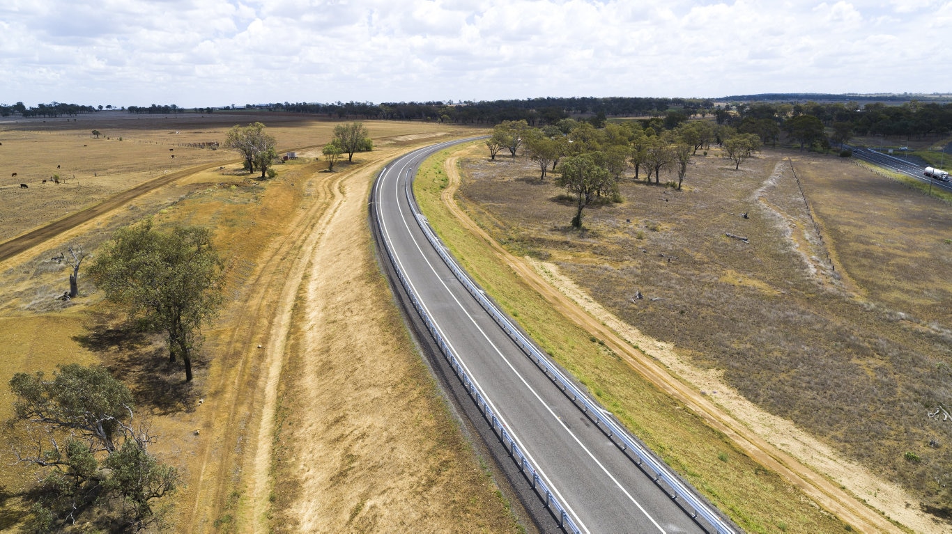 Toowoomba Second Range Crossing Gore Hwy Athol exit towards Millmerran.