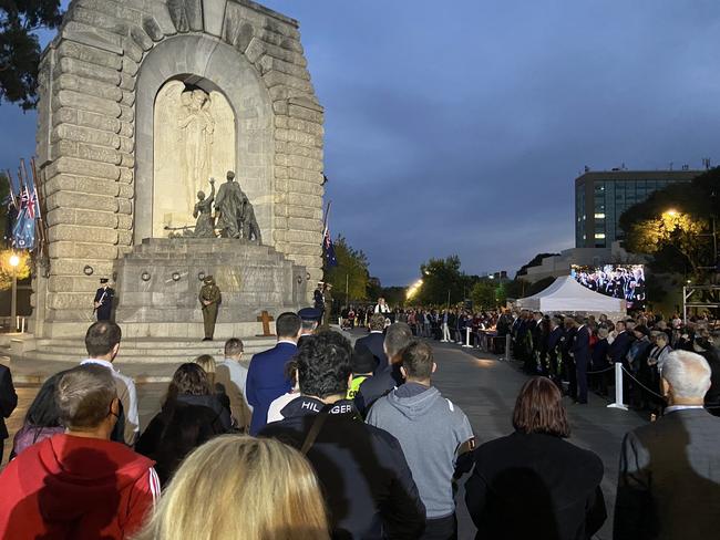 The Dawn Service at the SA National War Memorial in Adelaide. Picture: Riley Walter