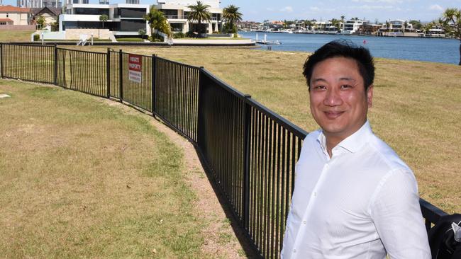 Agent Tony Yan, with the block of land. Photo: Steve Holland