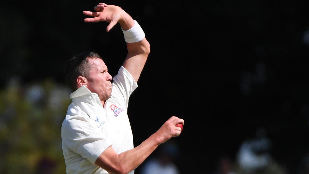 Bowler Peter Siddle is seen in action.