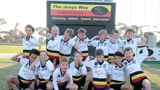 St Josephs Leaping Joeys under-9 football team pull their funniest faces. Picture: Mark Wilson