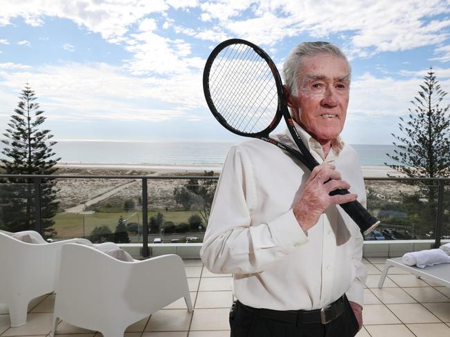 Tennis legend Ken Rosewall is selling the penthouse apartment in Centre Court at Kirra, a development he spearheaded with fellow tennis players in the 1970s. Picture Glenn Hampson