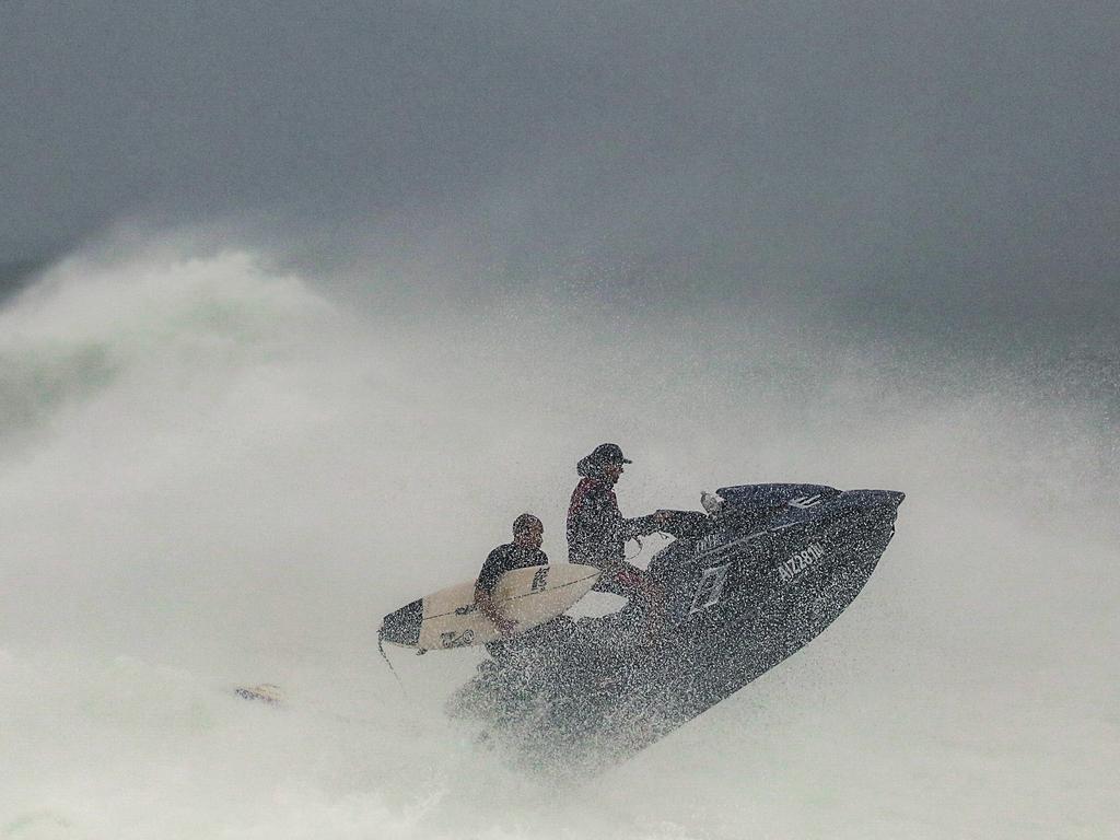 Surf contidtions at Coolangatta as the community braces for heavy rain ahead of Cyclone Alfred’s arrival this week. Picture: Glenn Campbell