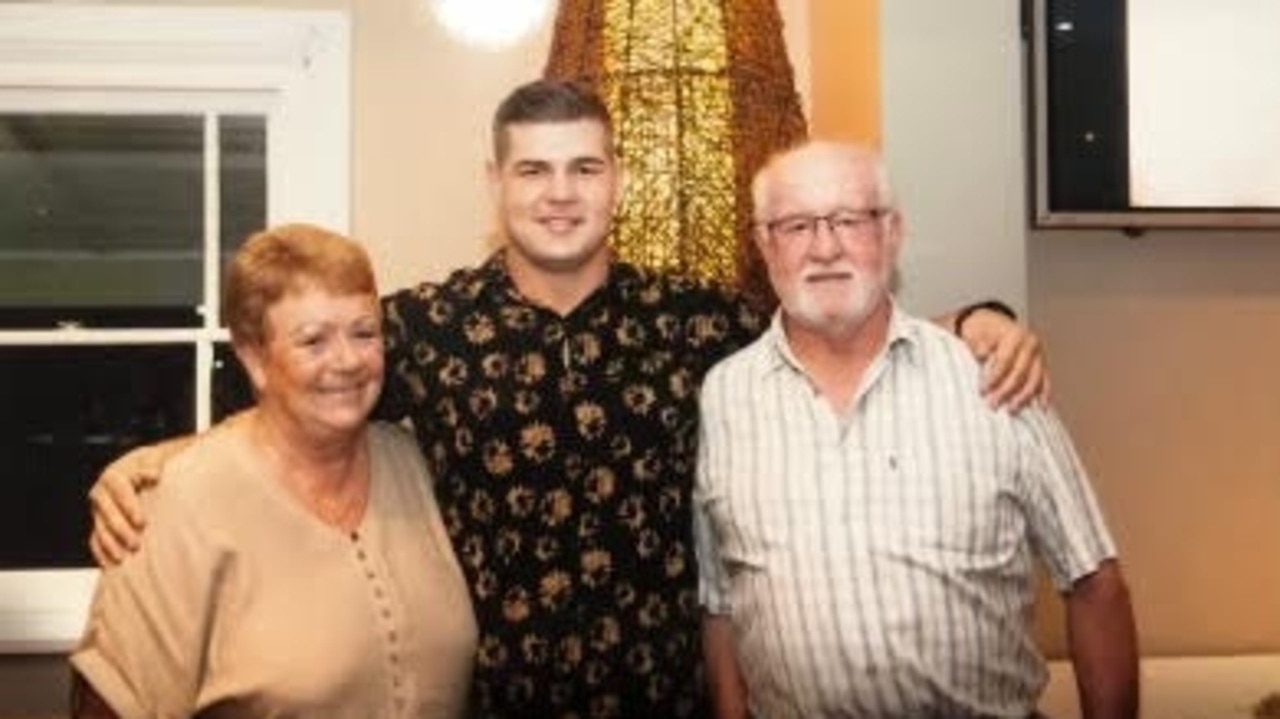 Blake Lawrie with his grandparents, Lyn and Eric.