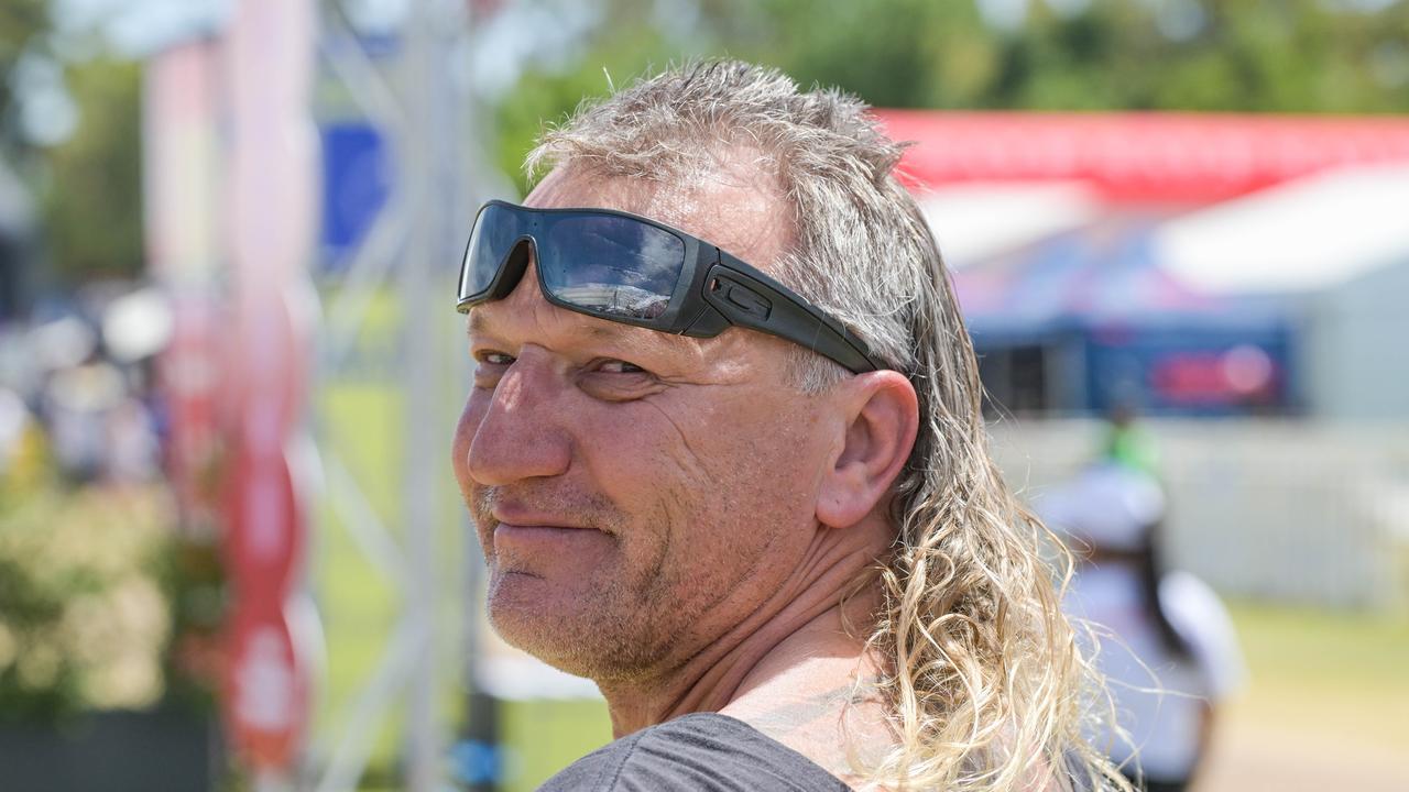 Leonard Jackson vying for best mullet at the VALO Adelaide 500. Picture: Brenton Edwards