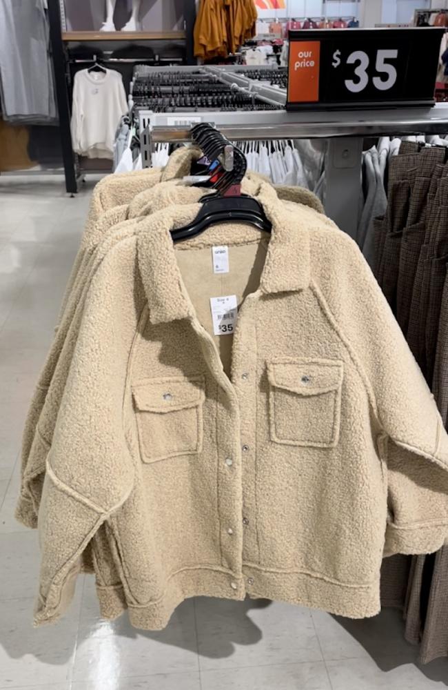 Kmart is selling the popular ‘teddy Shacket’ for $35 – a fraction of the price it’s sold for at other Australian retailers. Picture: news.com.au