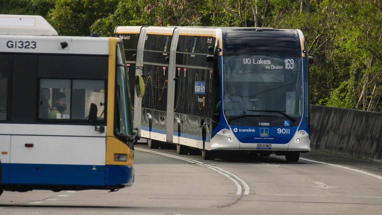 A Brisbane Metro vehicle (right) on trial last October