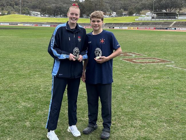 The MVPs of the NSW All Schools U15s Championships, Grace Tracey (CCC) and Lachlan Price (CIS). Picture: Contributed