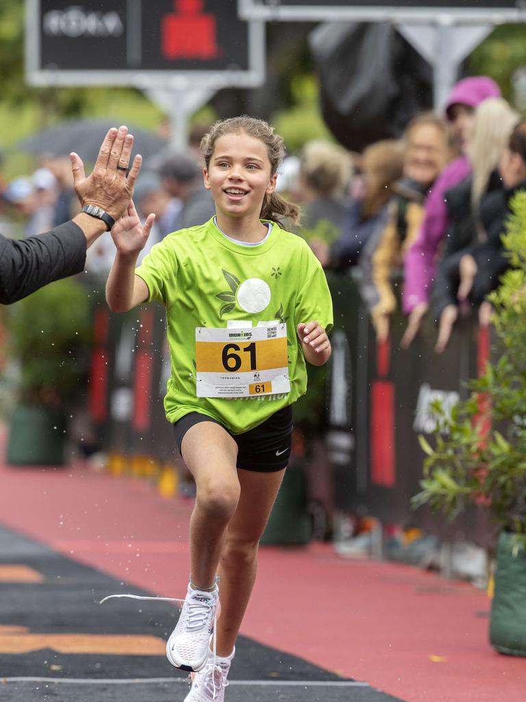 IRONKIDS race at Hobart, Nina Viviers 10 finishes. Picture: Chris Kidd