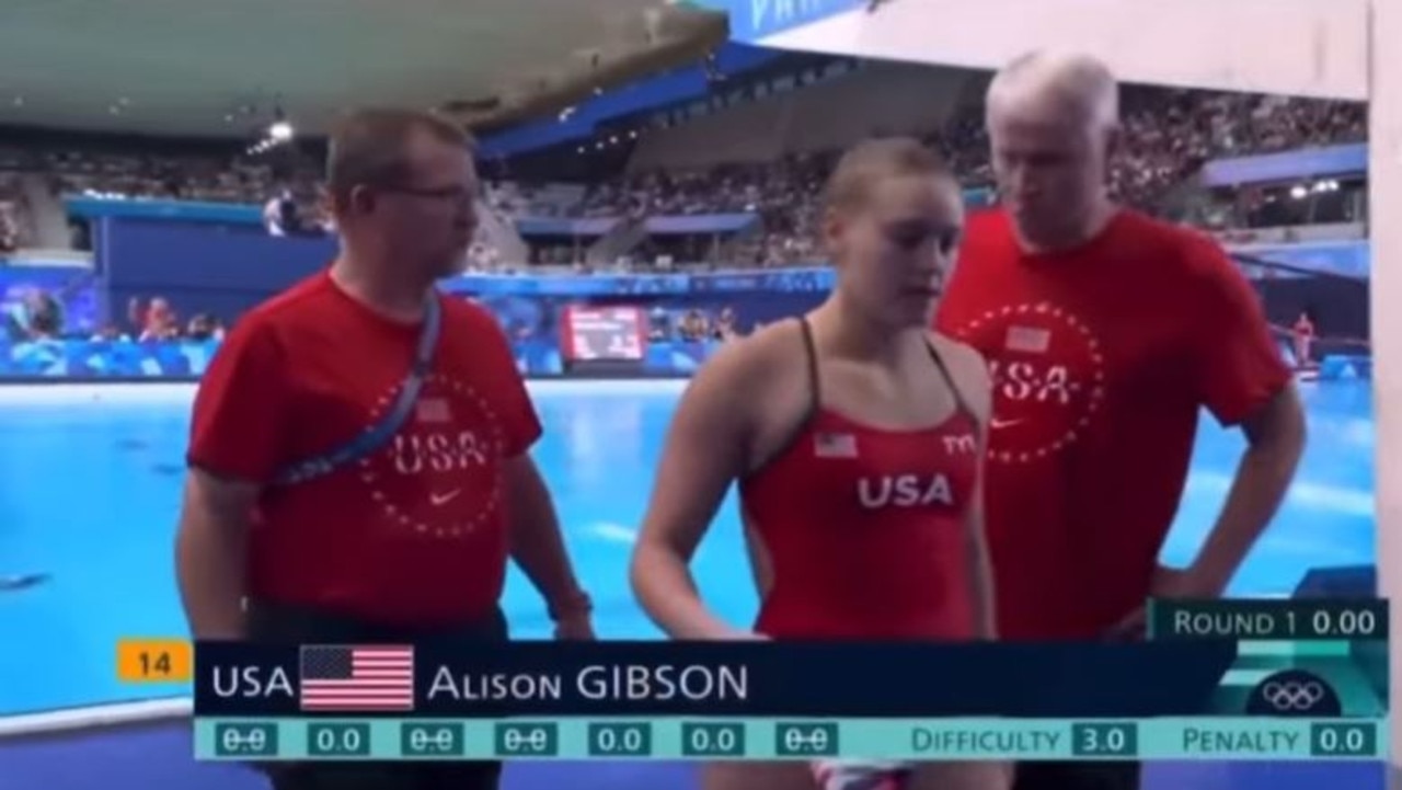 Gibson shared on Instagram that she had never hit to board with her feet in 15 years of diving. Picture: Channel 9