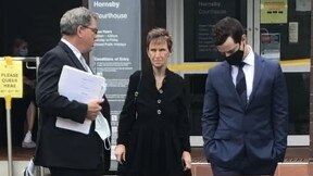 Matthew Funch-Thomsen with his lawyer (left) and mother at Hornsby Local Court.