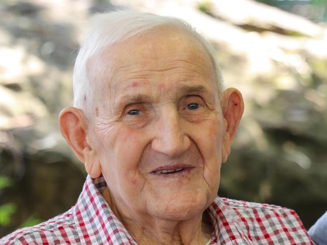 Ken Brown (left), 91, of Killarney Heights, with HammondCare volunteer biographer, Bruce Stevenson, who wrote Mr Brown's life story, which included his pioneering work to develop the surf life saving movement's "rubber duckie" inflatable rescue boats.