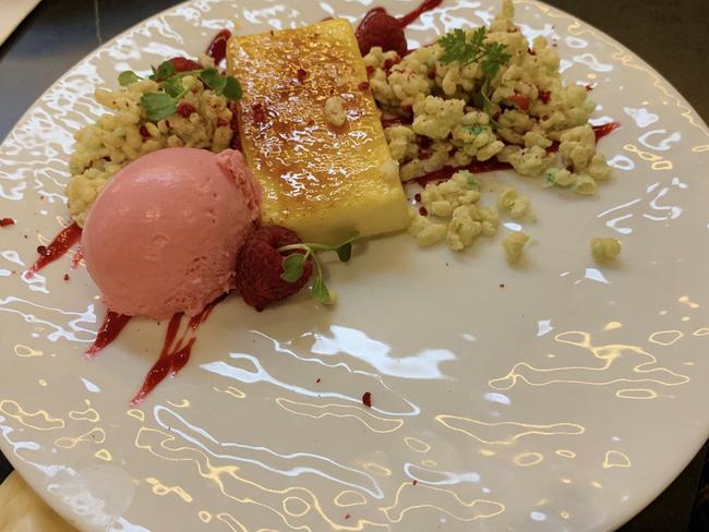 Shibui’s creme brulee with Redskin candy ice cream. Photo: Dianne Mattsson