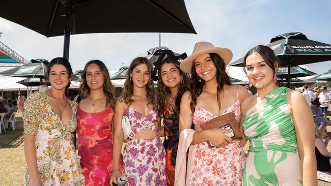 Ebony Green, Tia Langridge, Elyse Temple- Smith, Claudia Borlace, Shayne Langridge and Tyra Webb at the 2023 Darwin Cup. Picture: Pema Tamang Pakhrin