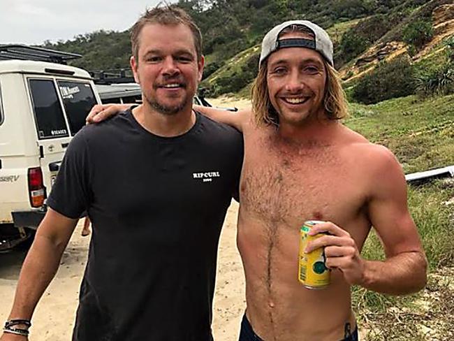 Matt Damon and Tyler Boyce at Double Island Point. Picture: Instagram