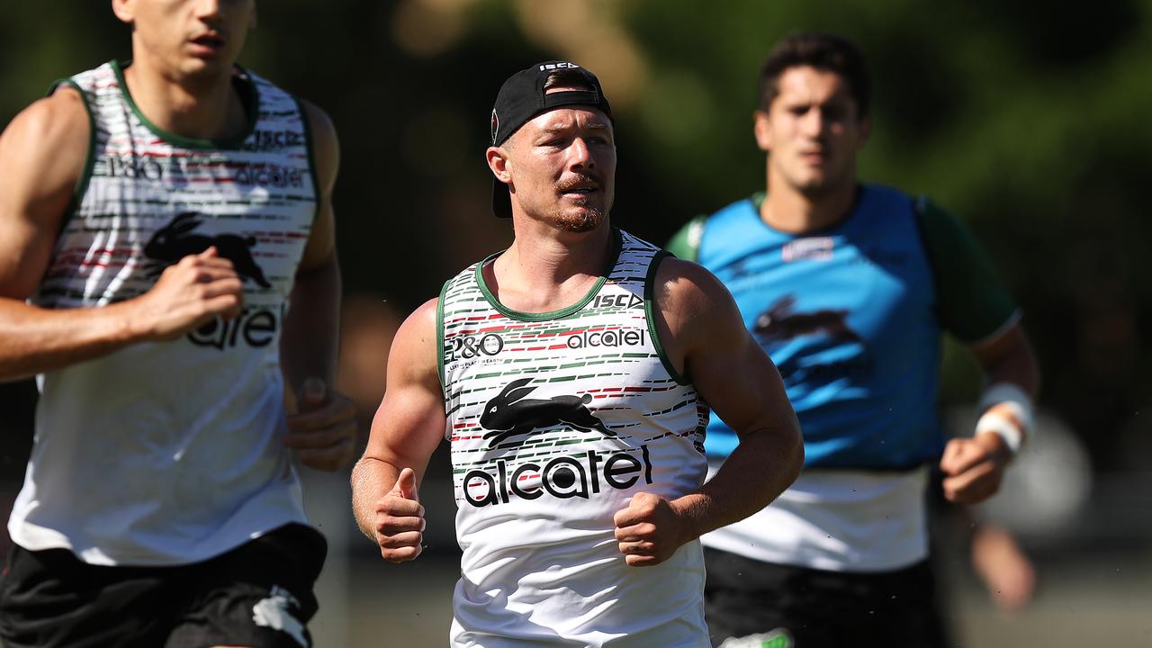 Damien Cook during South Sydney pre-season training. Picture: Brett Costello