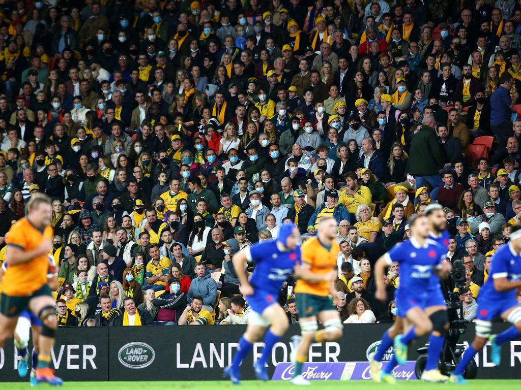 Attending a footy game could soon require proof of double vaccination. Picture: Jono Searle/Getty Images