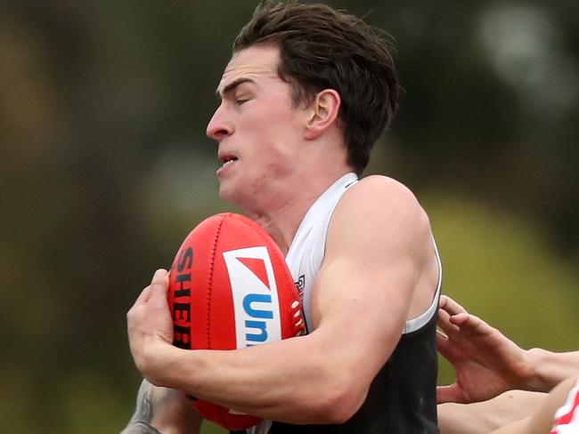 Zach Callinan of Ringwood races towards goal during the Saturday Football League Grand Final played at Heatherdale Reserve, Mitcham on Saturday 2nd September, 2017. Picture: Mark Dadswell