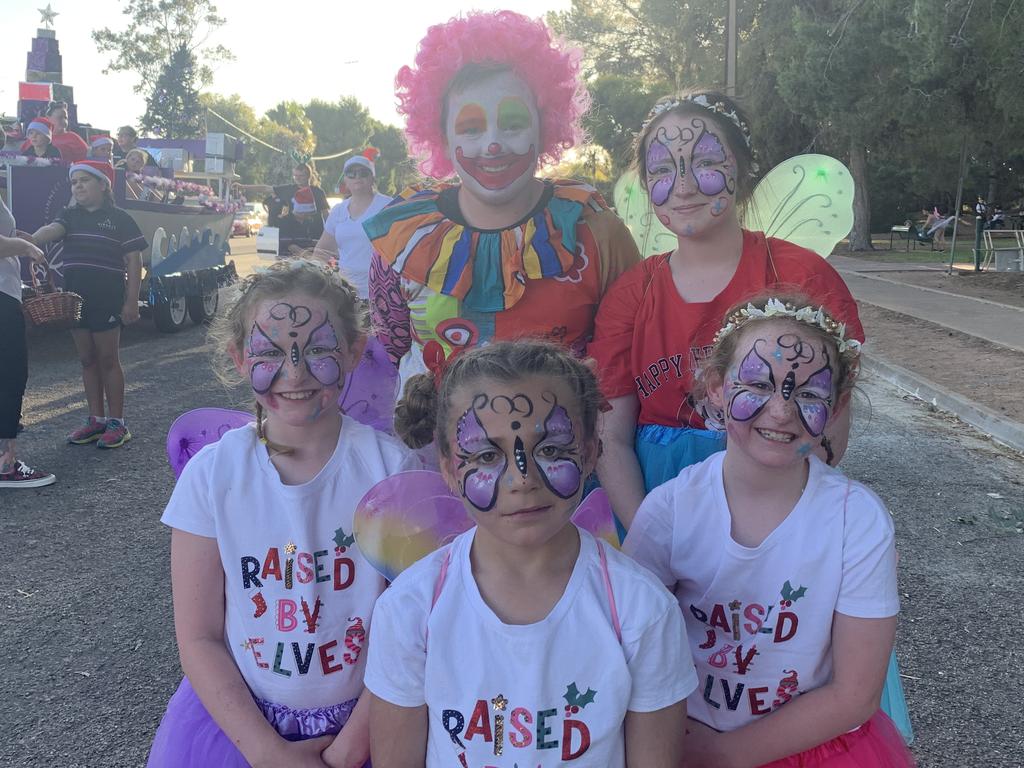 Austyn Wendies, Anastasia Aslat, Haylee Hench, Hannah and Shakira couldn't wait for Santa to arrive. Picture: Isaac Selby