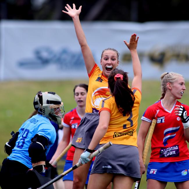 Ruby Harris celebrates scoring against Adelaide earlier this month. (AAP Image/Kelly Barnes)