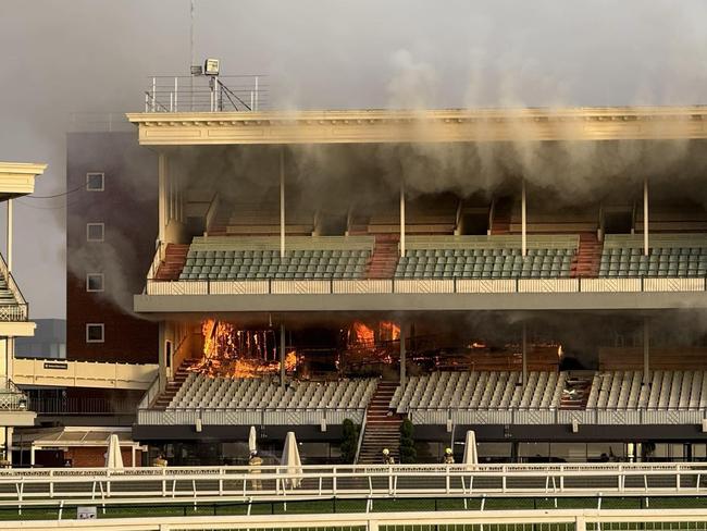 07/01/2025: Emergency Services on scene at Caulfield Racecourse where a fire was soon brought under control in the grandstand. Picture: X